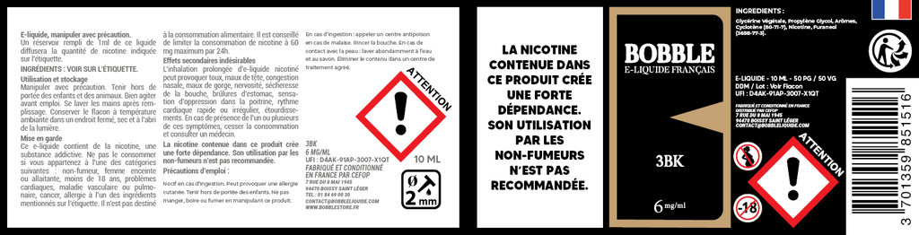 Bobble 10ml - 3BK (Boîte de 6)