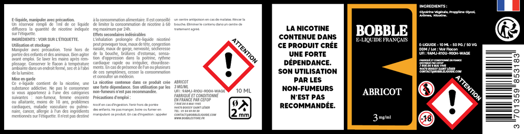 Bobble 10ml - Abricot (Boîte de 6) 