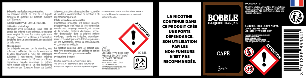 Bobble 10ml - Café (Boîte de 6) 