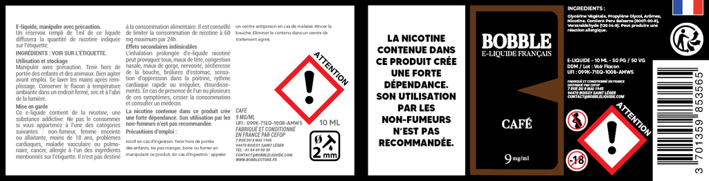 Bobble 10ml - Café (Boîte de 6) 