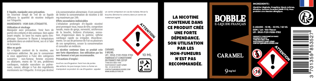 Bobble 10ml - Caramel (Boîte de 6)  