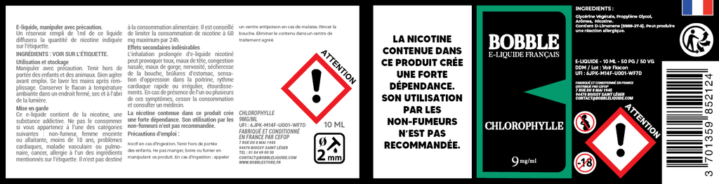 Bobble 10ml - Chlorophylle (Boîte de 6) 
