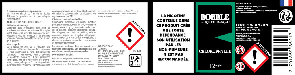 Bobble 10ml - Chlorophylle (Boîte de 6) 