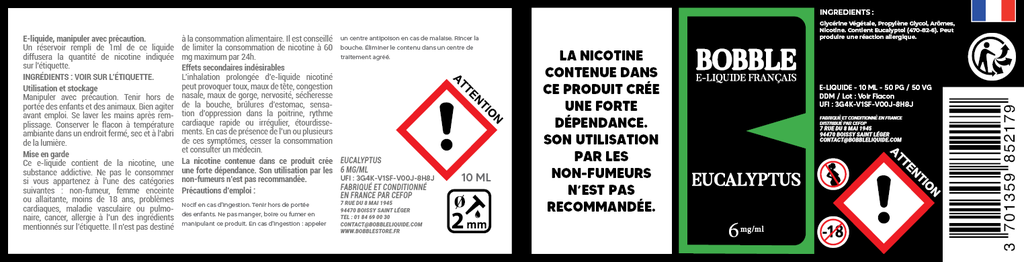 Bobble 10ml - Eucalyptus (Boîte de 6)