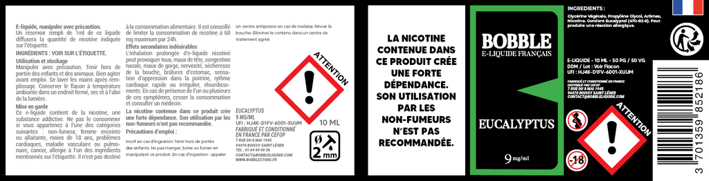 Bobble 10ml - Eucalyptus (Boîte de 6)