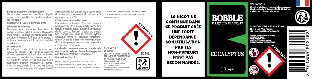 Bobble 10ml - Eucalyptus (Boîte de 6)