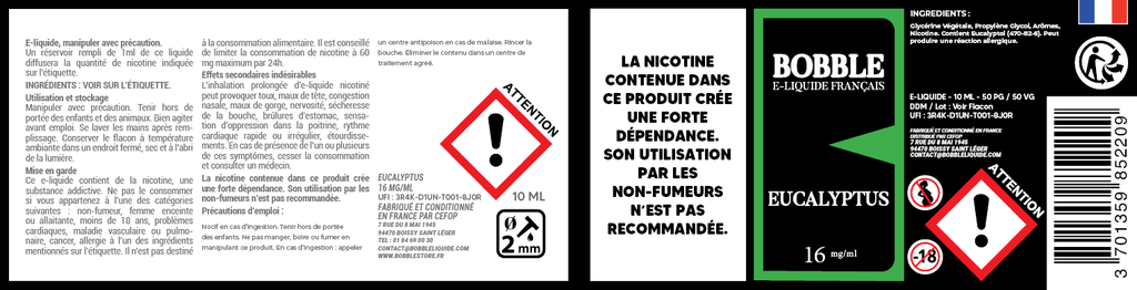 Bobble 10ml - Eucalyptus (Boîte de 6)