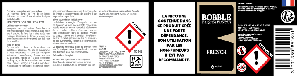 Bobble 10ml - French (Boîte de 6)