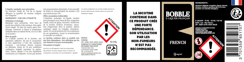 Bobble 10ml - French (Boîte de 6)