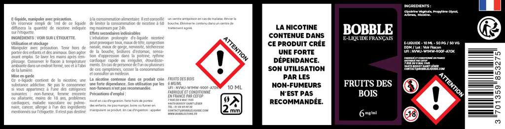 Bobble 10ml - Fruits Des Bois (Boîte de 6)  