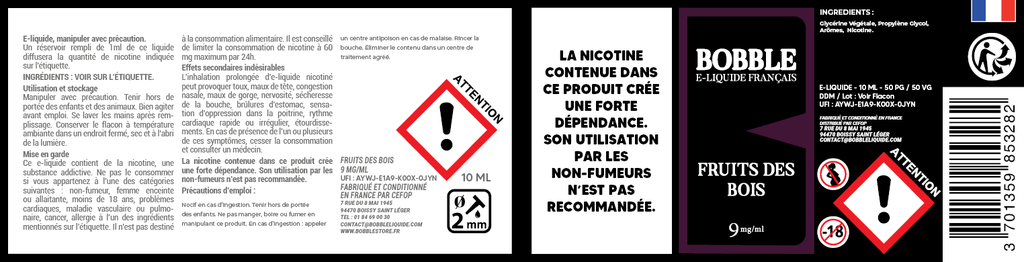 Bobble 10ml - Fruits Des Bois (Boîte de 6)  