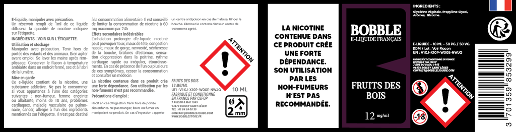 Bobble 10ml - Fruits Des Bois (Boîte de 6)  