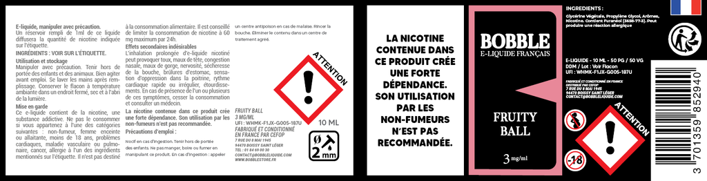 Bobble 10ml - Fruity Ball (Boîte de 6) 