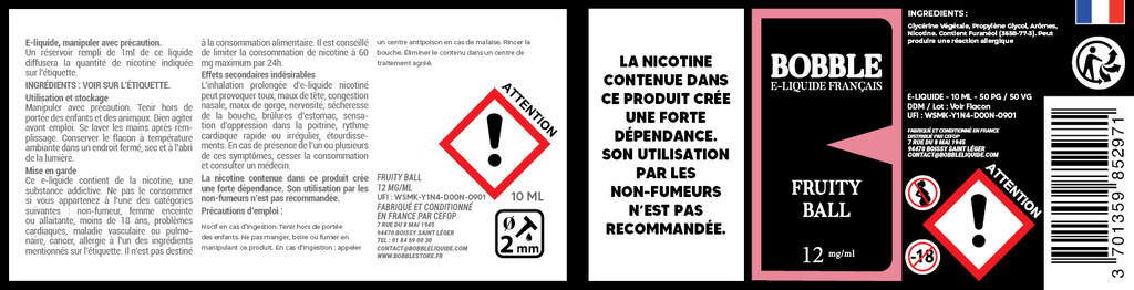 Bobble 10ml - Fruity Ball (Boîte de 6) 