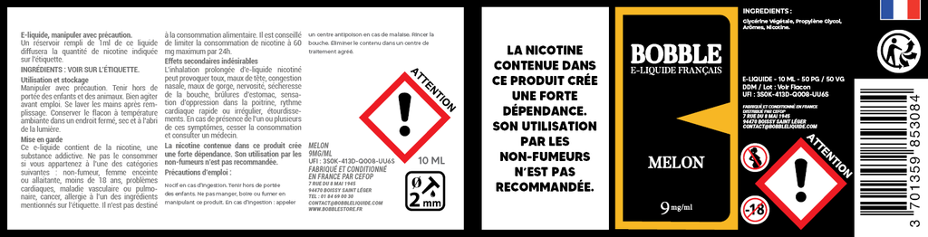 Bobble 10ml - Melon (Boîte de 6)