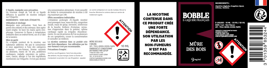Bobble 10ml - Mûre Des Bois (Boîte de 6) 