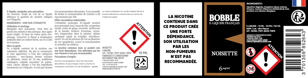 Bobble 10ml - Noisette (Boîte de 6) 