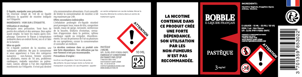 Bobble 10ml - Pastèque (Boîte de 6)