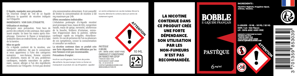 Bobble 10ml - Pastèque (Boîte de 6)