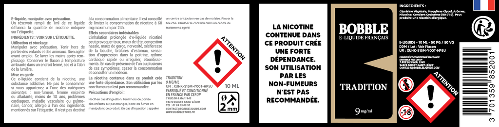Bobble 10ml - Tradition (Boîte de 6) 