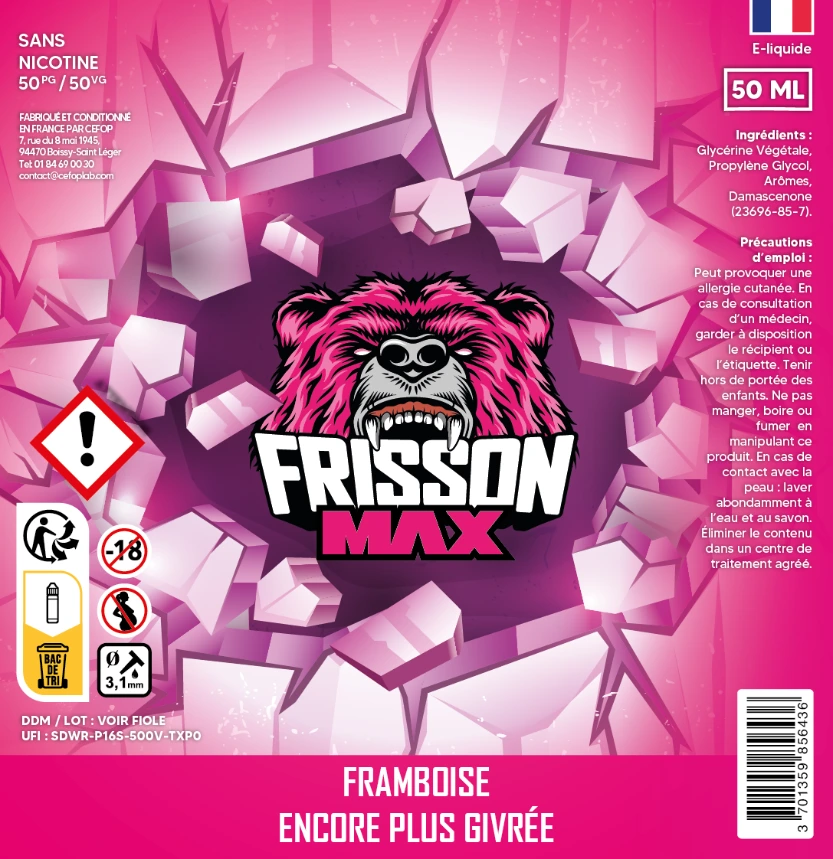 Frisson Max 50ml - Framboise Encore Plus Méchante 