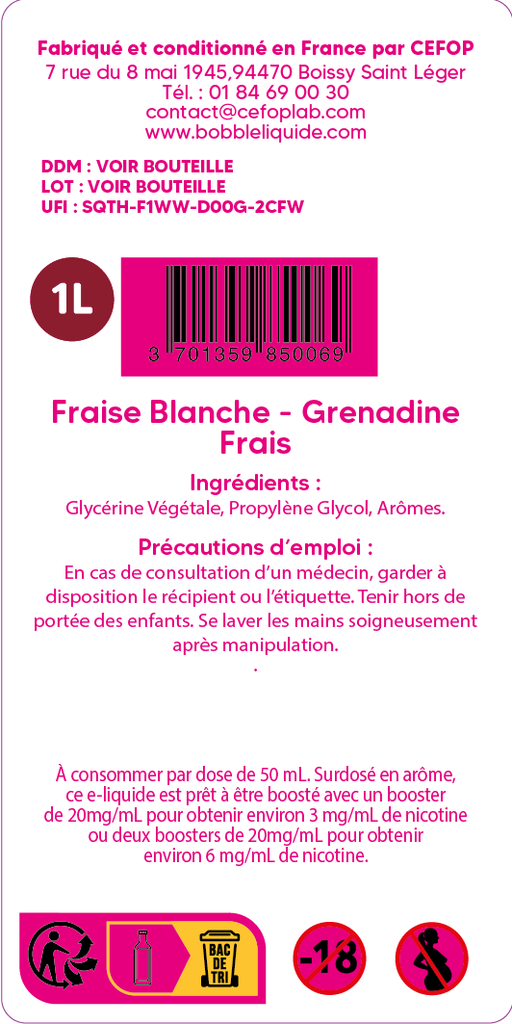 Lab Hexagone - Fraise Blanche Grenadine Frais 1L