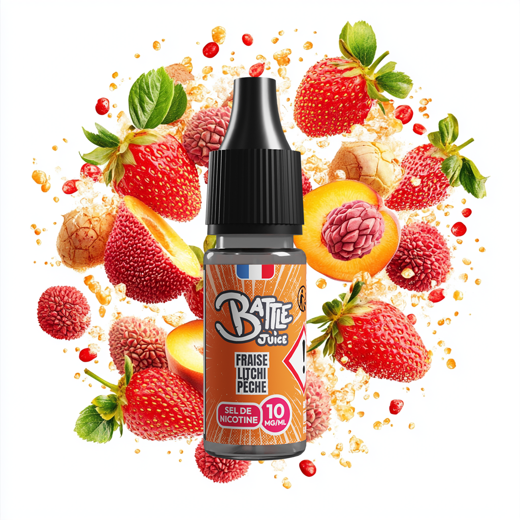 [BJUICE-LP1010] Battle Juice 10ml SDN - Fraise Litchi Pêche (Boite de 6) (10 mg/mL de nicotine (sels))