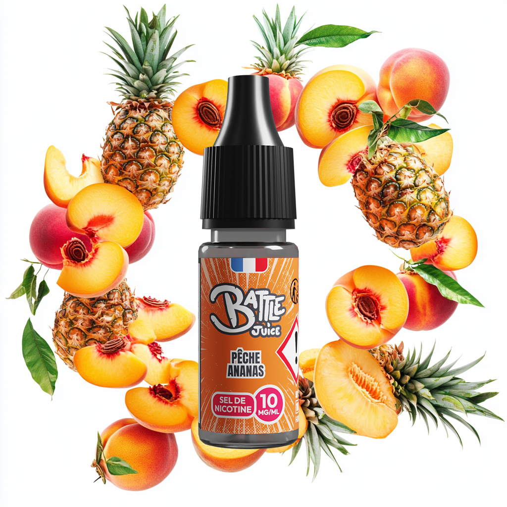 [BJUICE-PA1010] Battle Juice 10ml SDN - Pêche Ananas (Boite de 6) (10 mg/mL de nicotine (sels))
