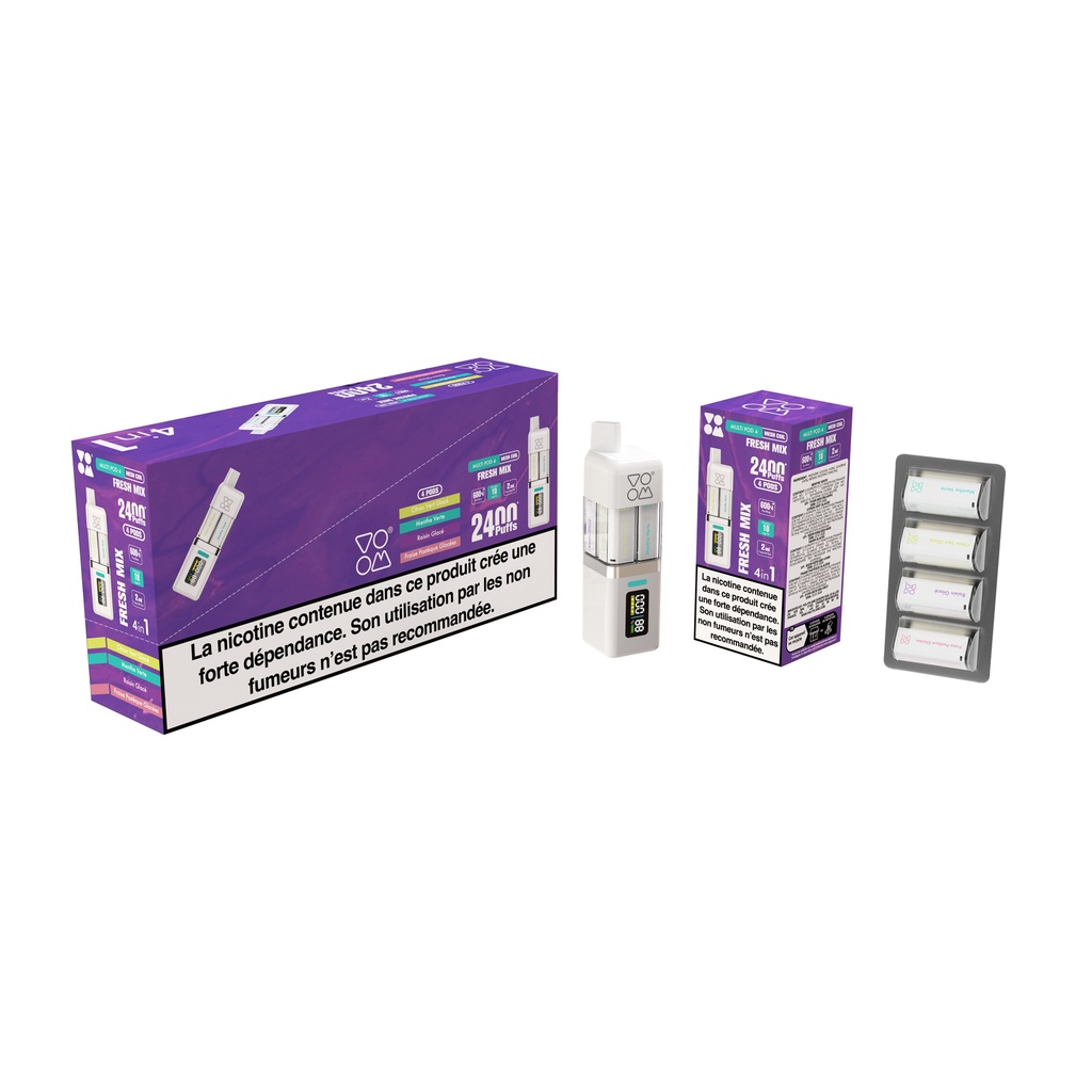 Pod 4 Couleur Kit D'Implantation - Citron Vert Glacée - Menthe Verte - Raisin Glacée - Fraise Pastèque Glacée (Boite Violet)